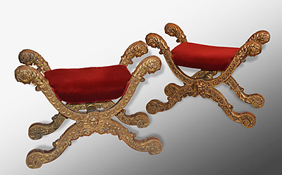 Pair of very fine, Italian, Empire period curule seats
