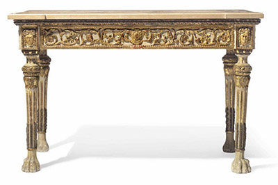 Fine, Northern Italian, painted and parcel gilded table de milieu