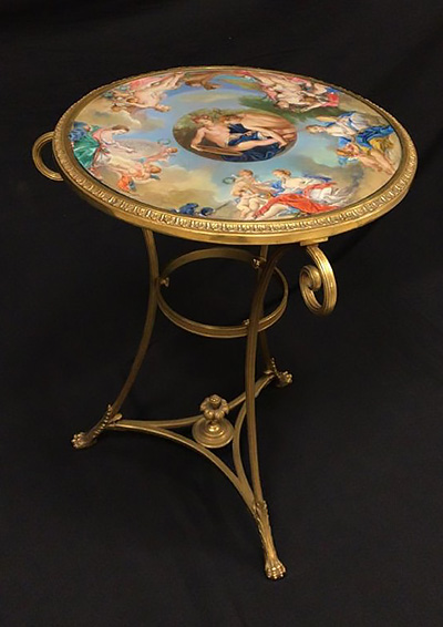 French, Neoclassical style, bronze d'ore gueridon (end table)