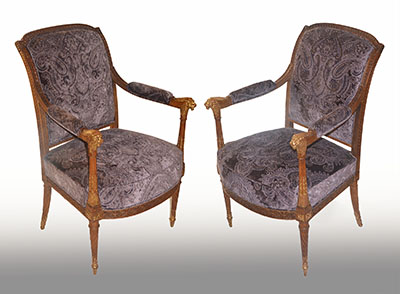 Pair of exceptional Louis XVI period fauteuils