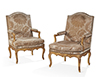 Pair of French, Regence period fauteuils a la Reine
