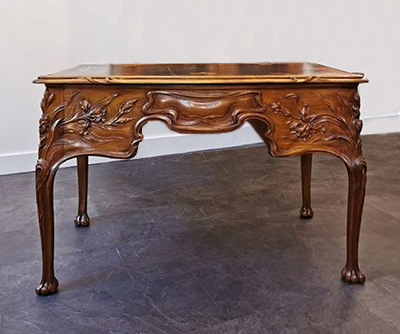 Exceptional, French, Art Nouveau period bureau plat