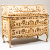 Exceptional, Venetian, Rococo period, Lacca Povera commode scriban