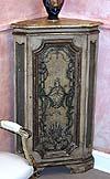 Pair of Italian, painted corner cabinets