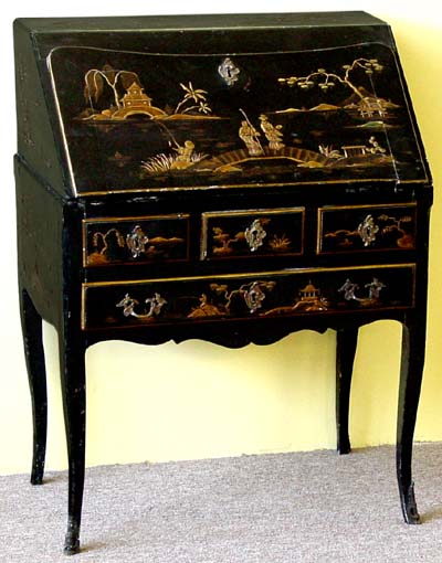 Louis XV style, chinoiserie secretary ('dos d'ane')