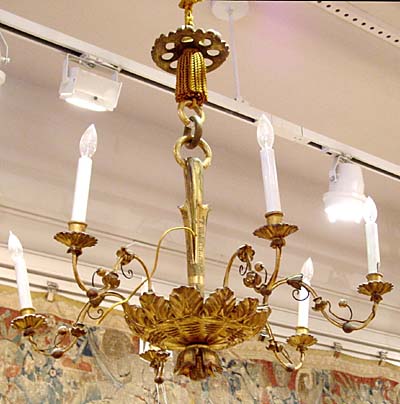 Viennese, Biedermeier period, giltwood, six-light chandelier