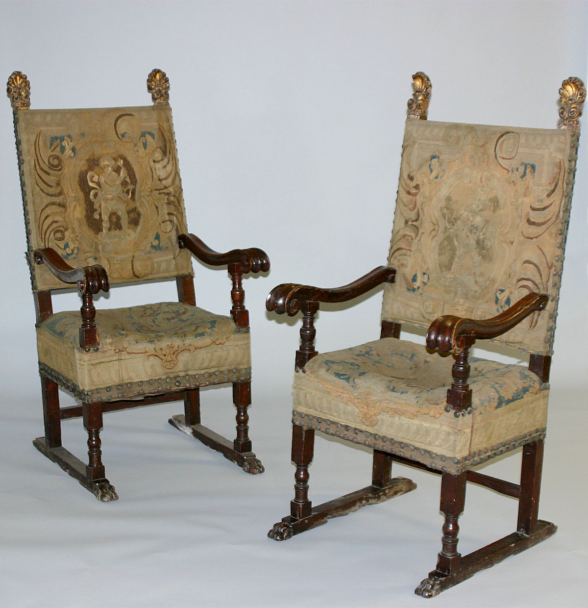 Pair of Italian, Renaissance period armchairs