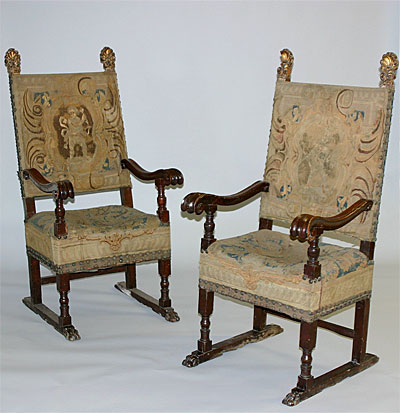 Pair of Italian, Renaissance period armchairs