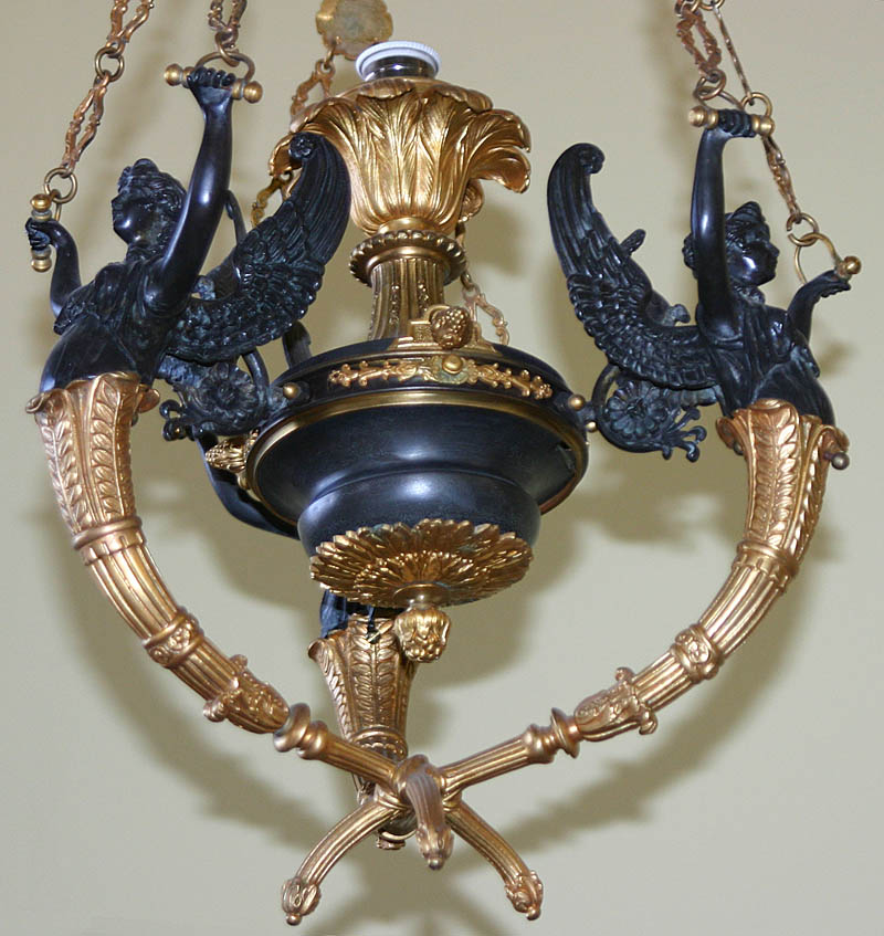 Empire Style, Patinated and gilt-bronze chandelier