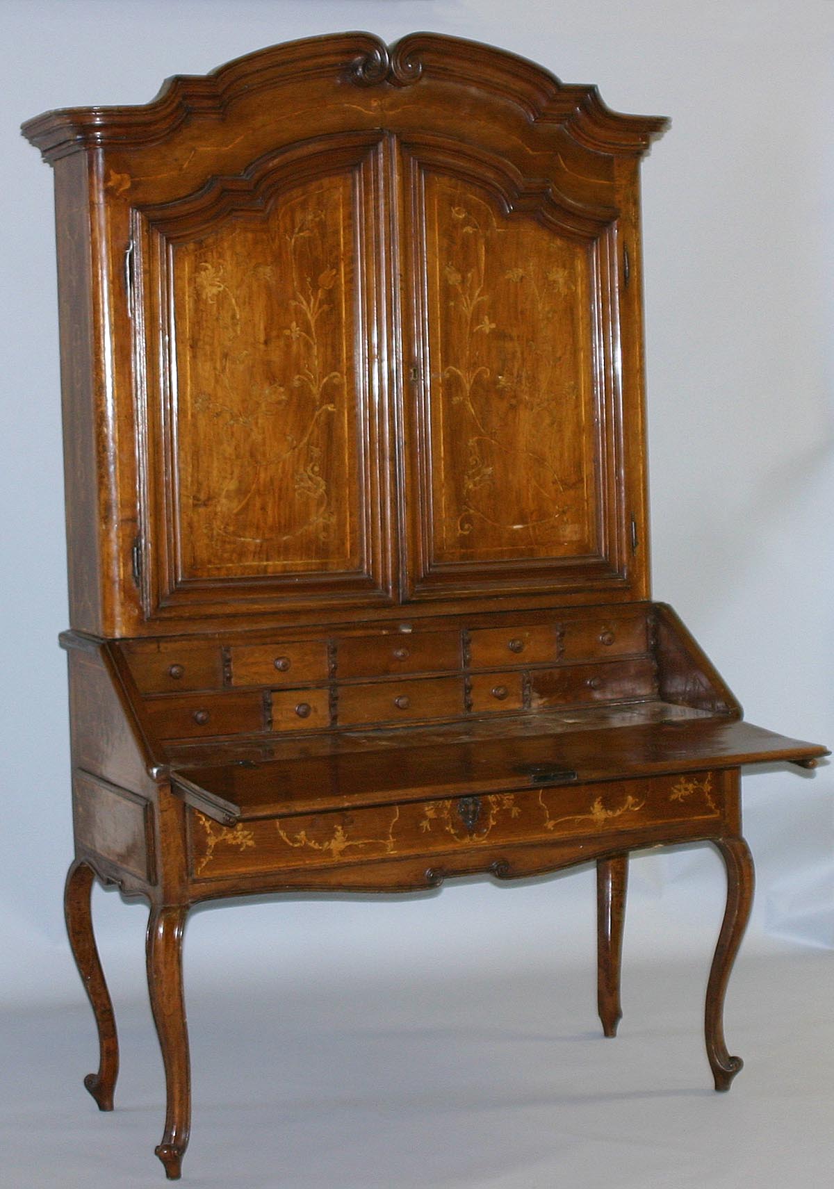 Italian, Louis XV period, inlaid secretary