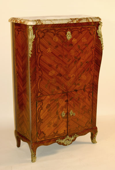 Fine, Louis XV, marquetry inlaid, gilt-bronze mounted, secrétaire à abattant