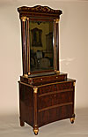 Very fine, Spanish, Neoclassical, flame mahogany and parcel-gilt coiffeuse
