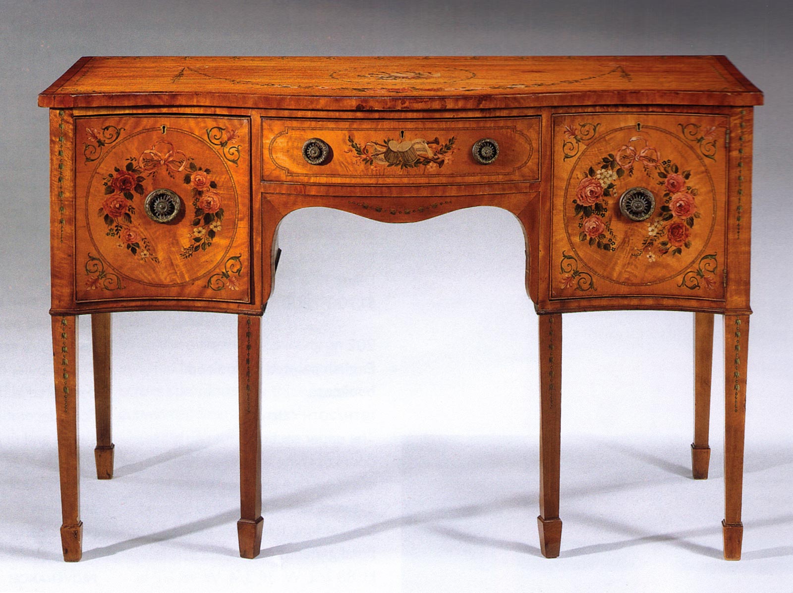 Edwardian, painted satinwood small sideboard