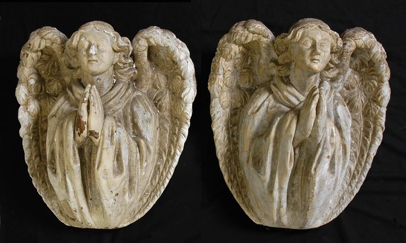 Set of four plaster corbels