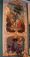 Very fine and rare, French Louis XV period, painted and parcel gilded trumeau