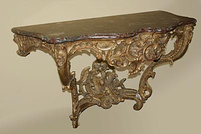Very fine, French, Louix XV period, giltwood console table