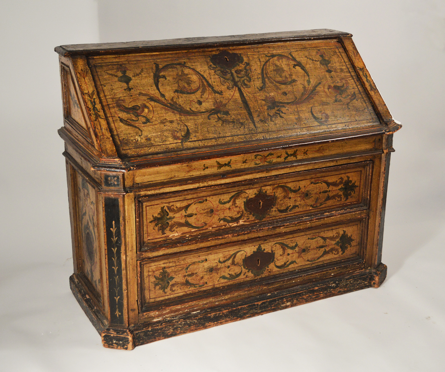 Italian, Baroque period, painted slant-front desk