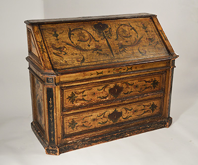 Italian, Baroque period, painted slant-front desk
