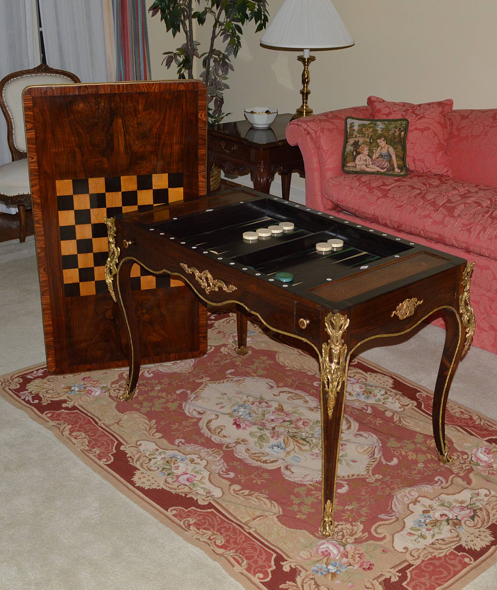 Fine, French, Louis XV style tric-trac table